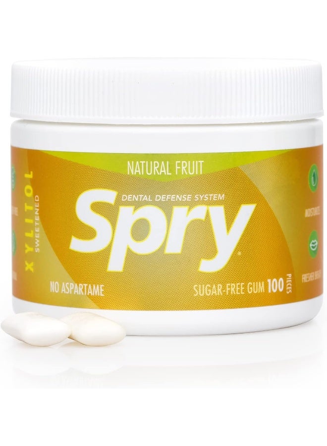 Spry Fresh Natural Xylitol Chewing Gum Dental Defense System - Aspartame-Free, Sugar-Free, Non-GMO, Gluten-Free (Fresh Fruit, 100 Count - Pack of 1) - Image 1